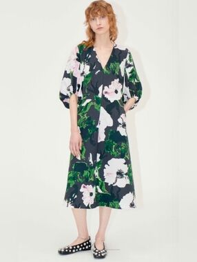 STINE GOYA Structure Stretch Floral Midi Dress